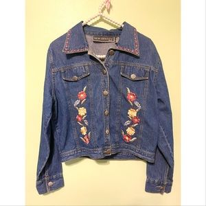 Embroidered denim floral jacket, New Identity Size PM